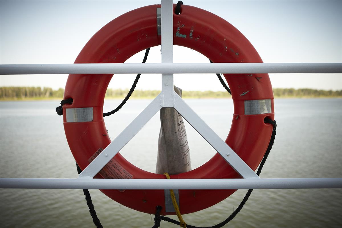 Lifesaver attache to barge railing