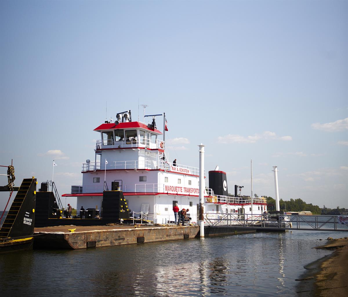 Barge docked on the river